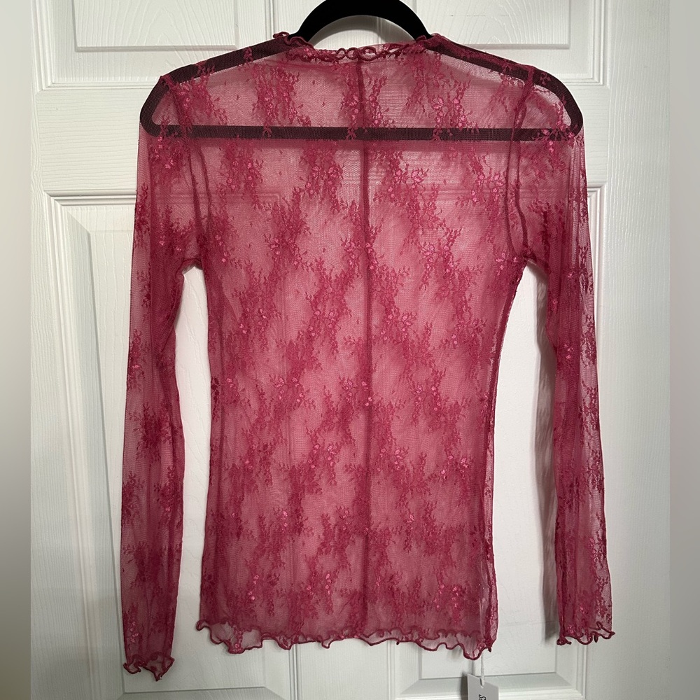 Elegant Lace Long Sleeve Top - Pink